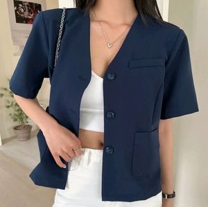 Blue short sleeve blazer